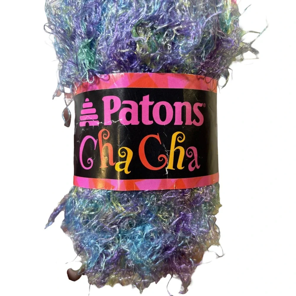 4 Skeins Patons Cha Cha Fun Fur Yarn Vegas #2002 Shimmer Metallic Craft Crochet